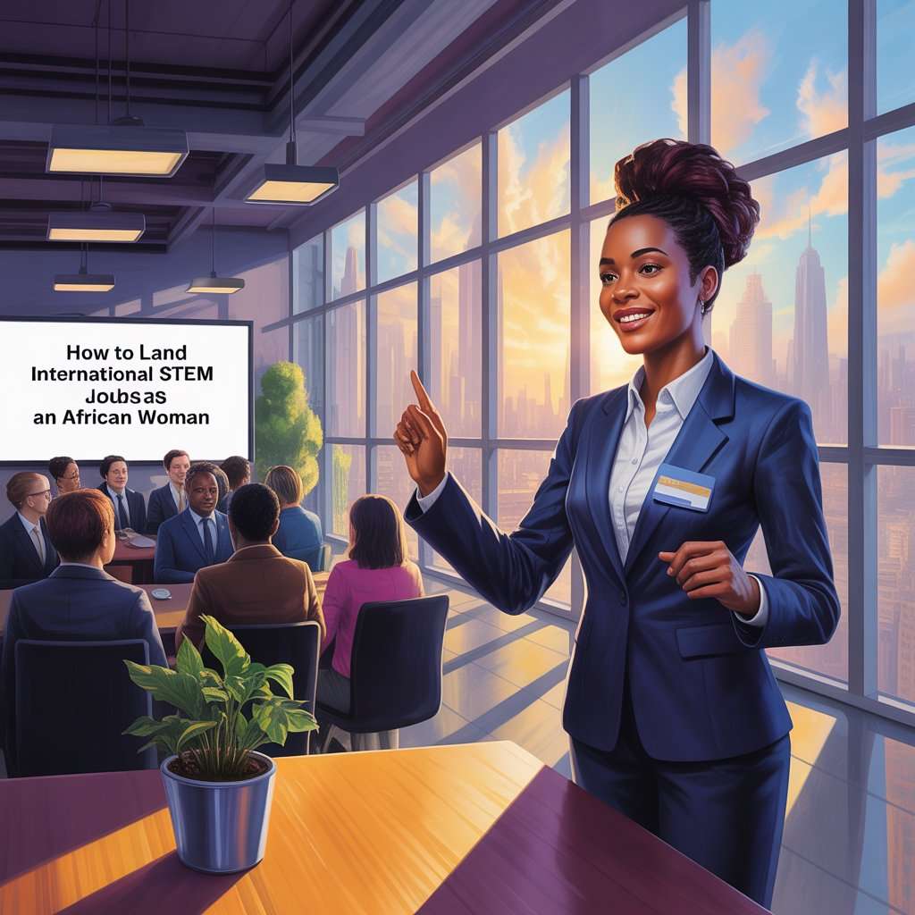 African woman showing how to Land International STEM Jobs